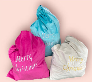 Velvet Santa Sack -Raspberry