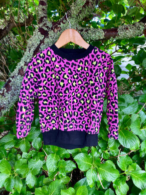 Drop Shoulder Oversized Pink Leopard Sweatshirt