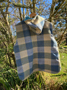 Womens Woollen Vest Blue and Grey Check