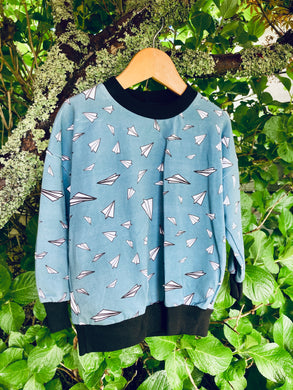 Drop Shoulder Oversized Paper Plane Sweatshirt