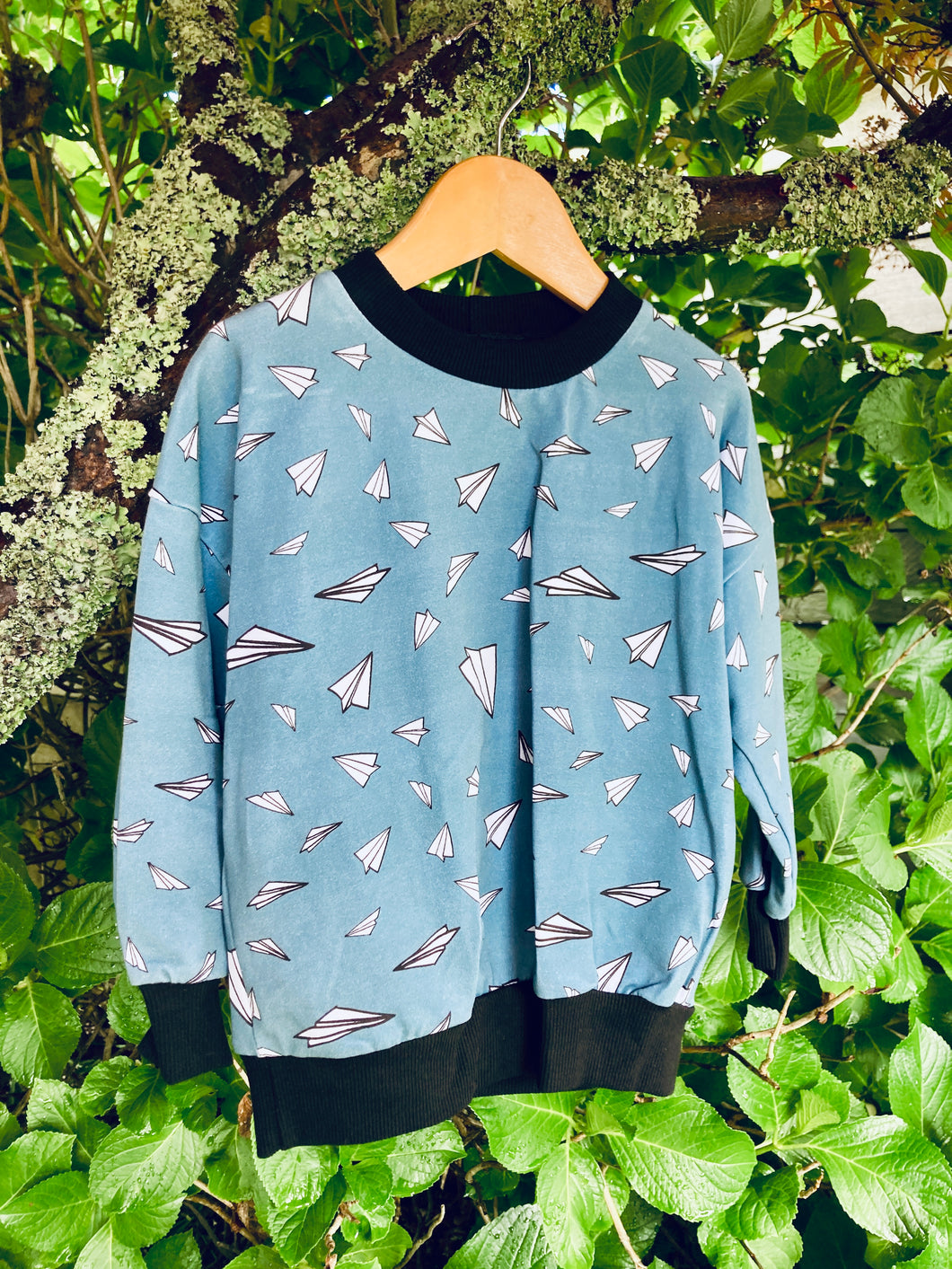 Drop Shoulder Oversized Paper Plane Sweatshirt