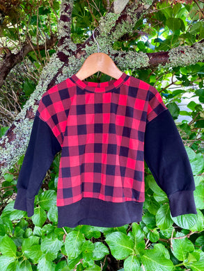 Drop Shoulder Oversized Buffalo Check Sweatshirt
