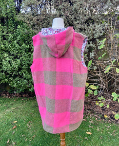 X-Large Women’s Woollen Vest Pink Check